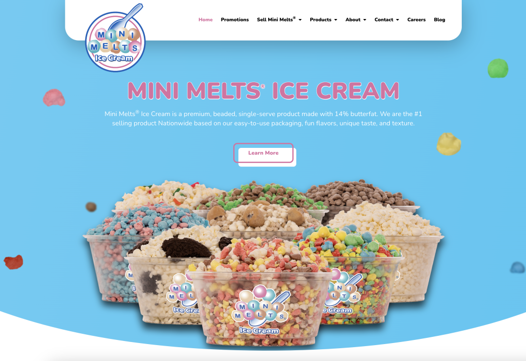 Mini Melts Ice cream website design