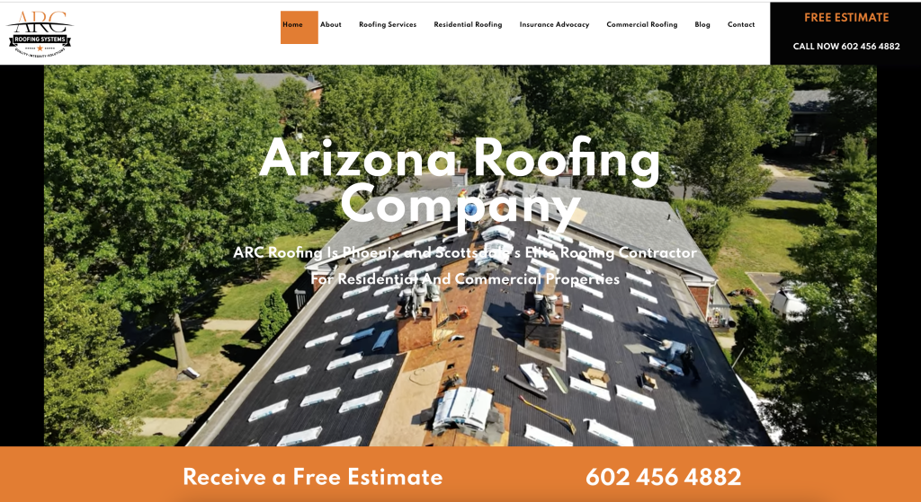 Arc roofing website