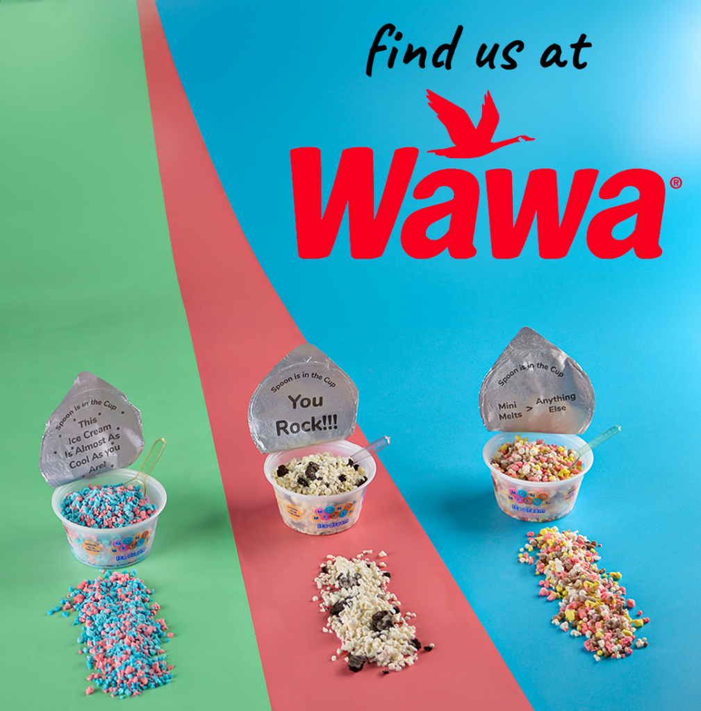 Meta Ads promoting Mini Melts Ice Cream availability in Wawa stores.