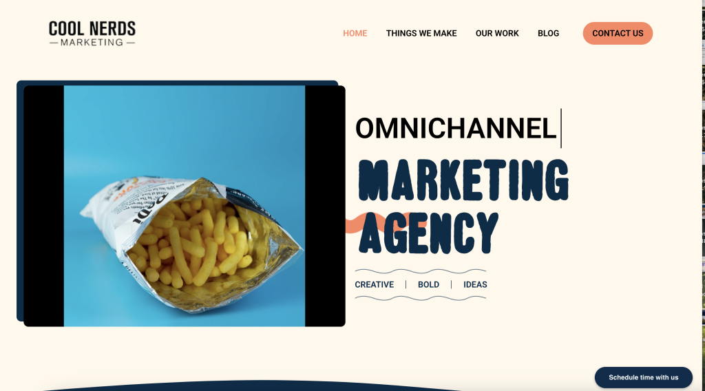 Cool Nerds Marketing agency homepage showcasing bold creative for top social media marketing agency in the US