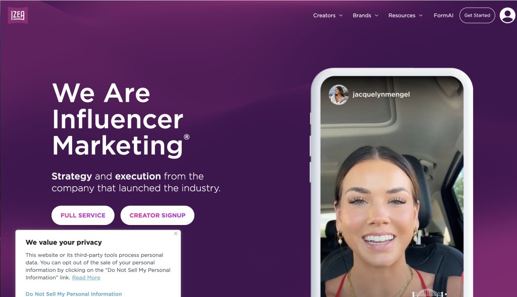 IZEA – "IZEA influencer marketplace interface showing campaign opportunities."