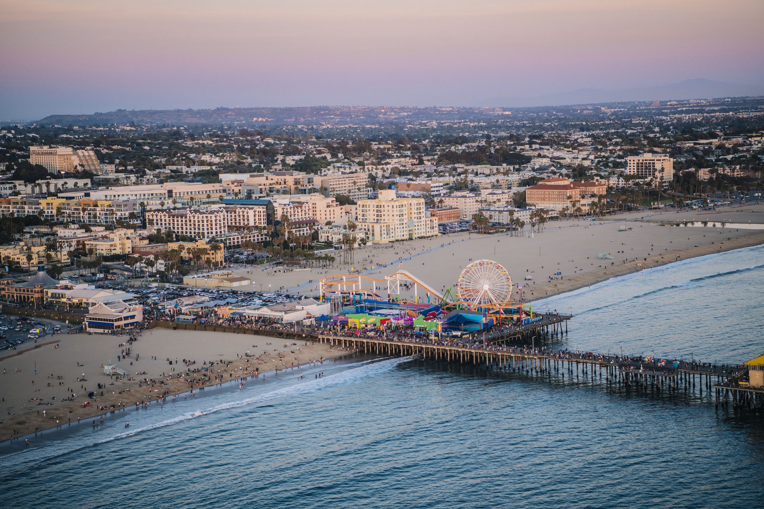 Aerial view of Santa Monica Pier and beach in California, representing top digital marketing agencies across the state in 2025